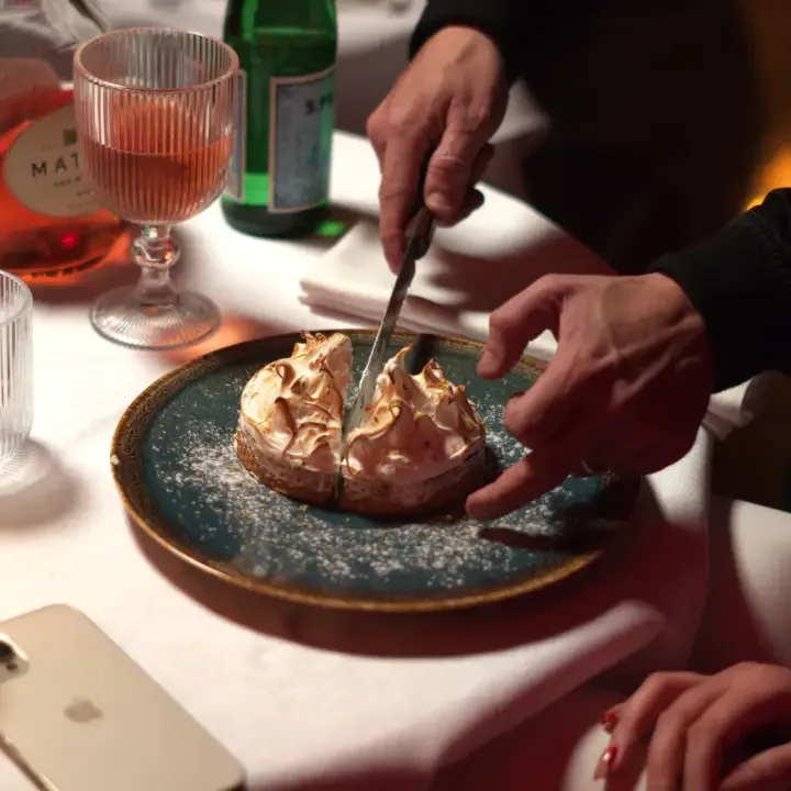 Dessert prepared at the table at LOV